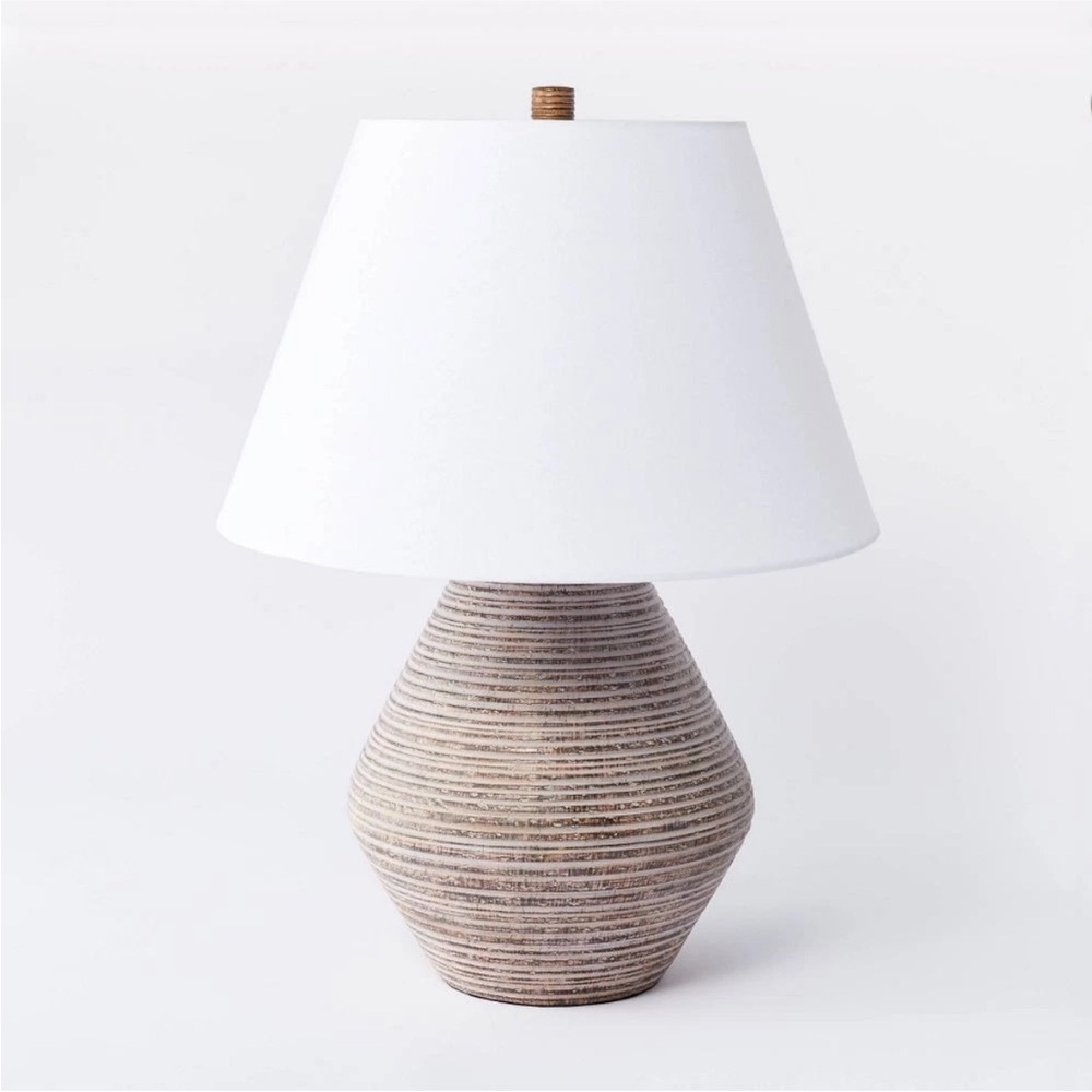 Studio McGee Assembled Resin Table Lamp Tan w/LED Bulb - Threshold - New‎ in Box